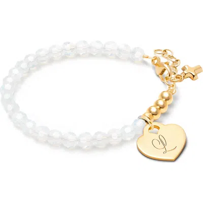 Tiny Blessings Babies'  14k Gold Signature White Crystal With Cross 5.25" Bracelet