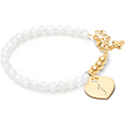 Tiny Blessings Babies'  14k Gold Signature White Crystal With Cross 5.25" Bracelet In Red