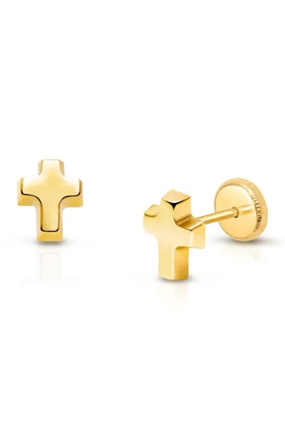 Tiny Blessings Babies'  14k Gold Simple Cross Stud Earrings