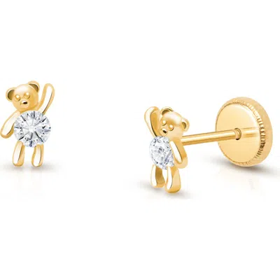 Tiny Blessings Babies'  14k Gold Teddy Bear Bliss Studs Screw Back Earrings