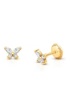Tiny Blessings Babies'  14k Gold Tiny Marquise Butterfly Studs Screw Back Earrings