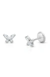 Tiny Blessings 14k Gold Tiny Marquise Butterfly Studs Screw Back Earrings In Silver