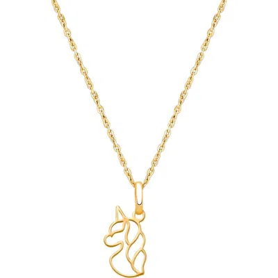 Tiny Blessings Kids'  14k Gold Unicorn Dreams 12-14" Necklace In Brown