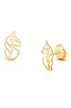 Tiny Blessings 14k Gold Unicorn Dreams Studs Screw Back Earrings In Gold