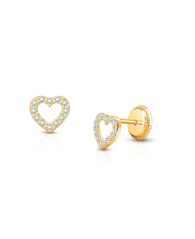 Tiny Blessings Children's 14k Gold Double My Love 2-tone Heart Studs Girls' Screw Back Earrings In K Gold