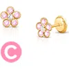 Tiny Blessings Children's 14k Gold Flower Girl Studs Screw Back Earrings In Multi