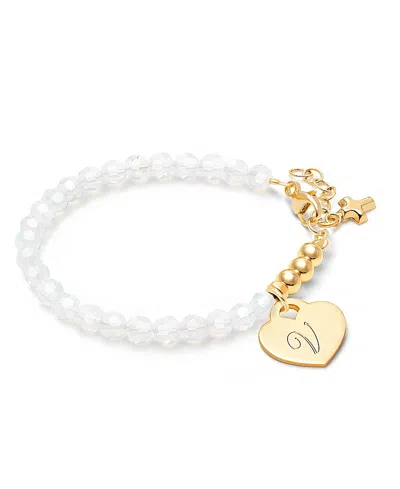 Tiny Blessings Children's 14k Gold Signature White Crystal With Cross Girls' 5.25 Bracelet In K Gold - V