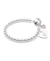 Tiny Blessings Kids' Children's Sterling Silver 4mm Beads & Engraved Initial Girls' 6.25 Bracelet In Silver - R