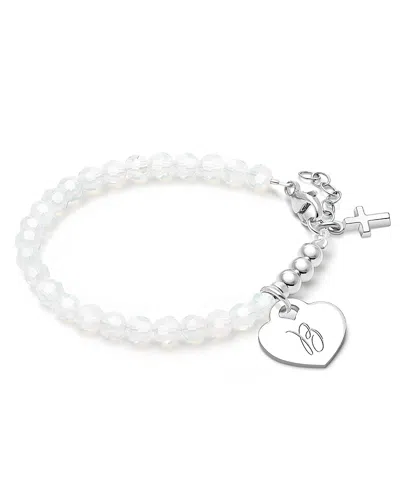 Tiny Blessings Children's Sterling Silver Signature White Crystal With Cross Girls' 5.25 Bracelet