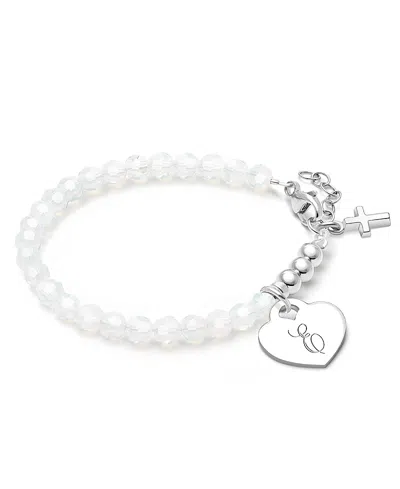 Tiny Blessings Children's Sterling Silver Signature White Crystal With Cross Girls' 5.25 Bracelet