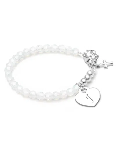 Tiny Blessings Children's Sterling Silver Signature White Crystal With Cross Girls' 5.25 Bracelet In Yellow