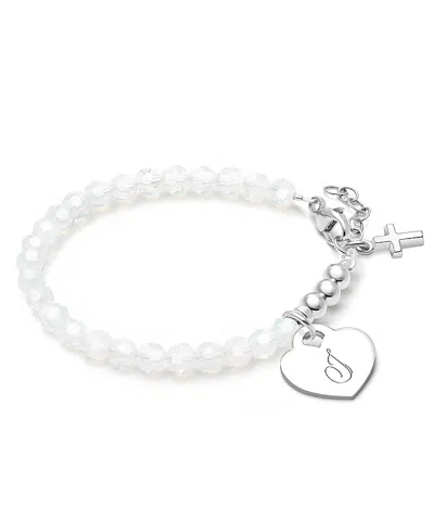 Tiny Blessings Children's Sterling Silver Signature White Crystal With Cross Girls' 5.25 Bracelet In Silver - J