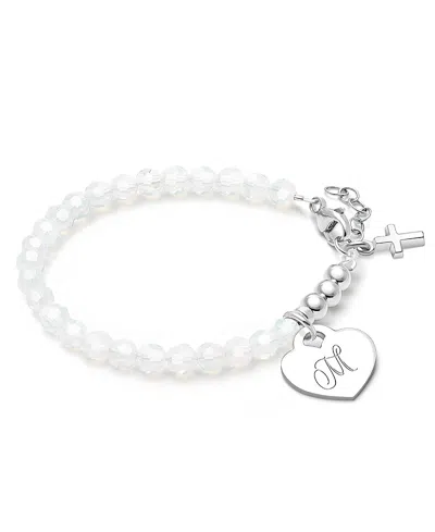Tiny Blessings Children's Sterling Silver Signature White Crystal With Cross Girls' 5.25 Bracelet In Sterling Silver M