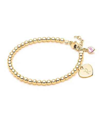 Tiny Blessings Girls' 14k Gold 3mm Beads & Diamond Initial 5.25 Bracelet - Children In K Gold - R