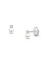Tiny Blessings Girls' 14k Gold 3mm Cultured Pearl Drop Studs Screw Back Earrings - Baby, Little Kid, Big Kid In K White Gold