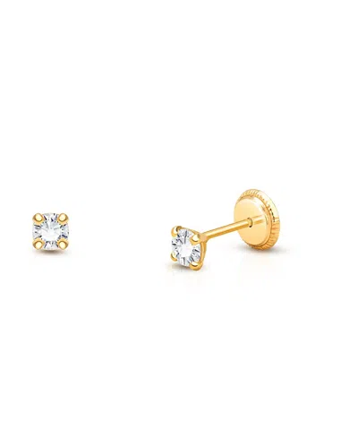 Tiny Blessings Girls' 14k Gold 3mm Genuine Diamond Studs Screw Back Earrings - Little Kid, Big Kid In K Yellow Gold