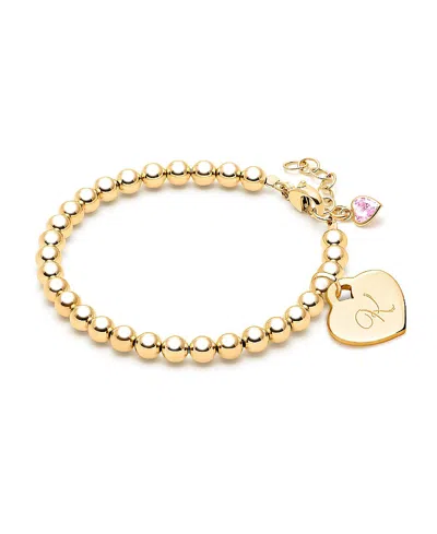 Tiny Blessings Girls' 14k Gold 4mm Beads & Diamond Initial 6.25 Bracelet - Children In K Gold - K