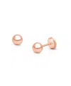 Tiny Blessings Children's 14k Gold 4mm Classic Round Studs Girls' Screw Back Earrings In K Rose Gold