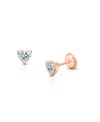 Tiny Blessings Girls' 14k Gold 4mm Clear Heart Studs Screw Back Earrings - Baby, Little Kid, Big Kid In K Rose Gold
