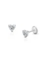 Tiny Blessings Girls' 14k Gold 4mm Clear Heart Studs Screw Back Earrings - Baby, Little Kid, Big Kid In K White Gold