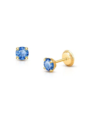 Tiny Blessings Children's 14k Gold 4mm Crystal Birthstone Studs Girls' Screw Back Earrings In September
