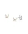 Tiny Blessings Girls' 14k Gold 4mm Cultured-pearl Studs Screw Back Earrings - Baby, Little Kid, Big Kid In K White Gold