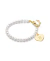 Tiny Blessings Girls 14k Gold 4mm Cultured Pearls & Engraved Initial 6.25 Bracelet - Children In K Gold - B