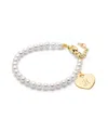 Tiny Blessings Girls 14k Gold 4mm Cultured Pearls & Engraved Initial 6.25 Bracelet - Children In K Gold - H