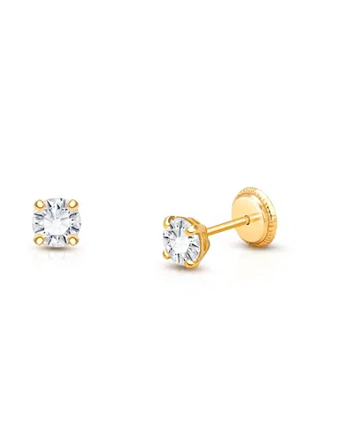 Tiny Blessings Kids' Girls' 14k Gold 4mm Genuine Diamond Studs Screw Back Earrings In K Yellow Gold
