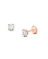 Tiny Blessings Girls' 14k Gold 4mm Round Cut Studs Screw Back Earrings - Baby, Little Kid, Big Kid In K Rose Gold