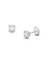 Tiny Blessings Girls' 14k Gold 4mm Round Cut Studs Screw Back Earrings - Baby, Little Kid, Big Kid In K White Gold