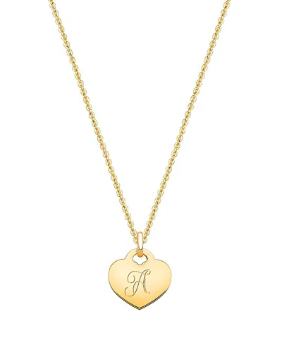 Tiny Blessings Kids' Girls' 14k Gold Baby Heart & Engraved Initial 13-14 Necklace - Children In K Gold - A