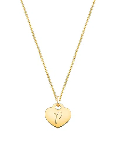 Tiny Blessings Kids' Girls' 14k Gold Baby Heart & Engraved Initial 13-14 Necklace - Children In K Gold - P