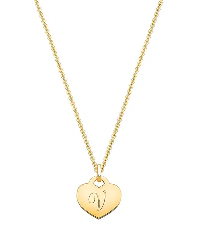 Tiny Blessings Kids' Girls' 14k Gold Baby Heart & Engraved Initial 13-14 Necklace - Children In K Gold - V