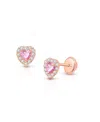 Tiny Blessings Girls' 14k Gold Blissful Heart Studs Screw Back Earrings - Baby, Little Kid, Big Kid In K Rose Gold