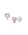 Tiny Blessings Girls' 14k Gold Blissful Heart Studs Screw Back Earrings - Baby, Little Kid, Big Kid In K White Gold