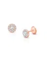 Tiny Blessings Girls' 14k Gold Brilliant Halo Studs Screw Back Earrings - Baby, Little Kid, Big Kid In K Rose Gold