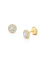 Tiny Blessings Girls' 14k Gold Brilliant Halo Studs Screw Back Earrings - Baby, Little Kid, Big Kid In K Yellow Gold