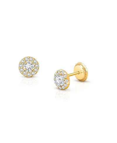 Tiny Blessings Girls' 14k Gold Brilliant Halo Studs Screw Back Earrings - Baby, Little Kid, Big Kid In K Yellow Gold
