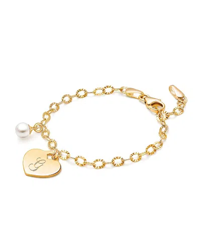 Tiny Blessings Kids' Girls 14k Gold Classic Charm Bracelet & Engraved Initial 6.25 Bracelet - Children In K Gold - G