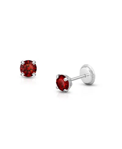 Tiny Blessings Girls' 14k Gold Crystal Birthstone Stud Earrings - Baby, Little Kid, Big Kid In Red