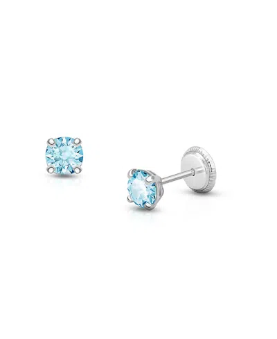 Tiny Blessings Girls' 14k Gold Crystal Birthstone Stud Earrings - Baby, Little Kid, Big Kid In Blue