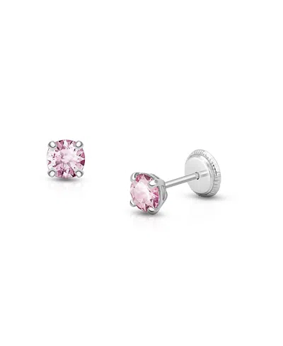 Tiny Blessings Girls' 14k Gold Crystal Birthstone Stud Earrings - Baby, Little Kid, Big Kid In Pink