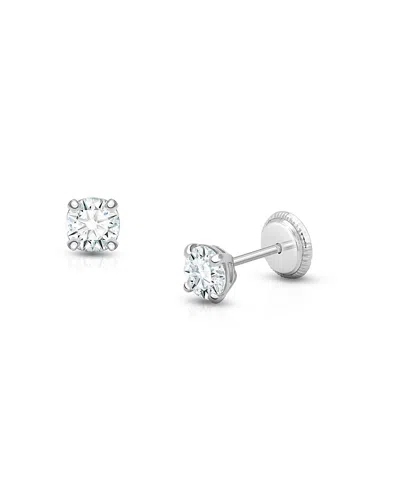 Tiny Blessings Girls' 14k Gold Crystal Birthstone Stud Earrings - Baby, Little Kid, Big Kid In White