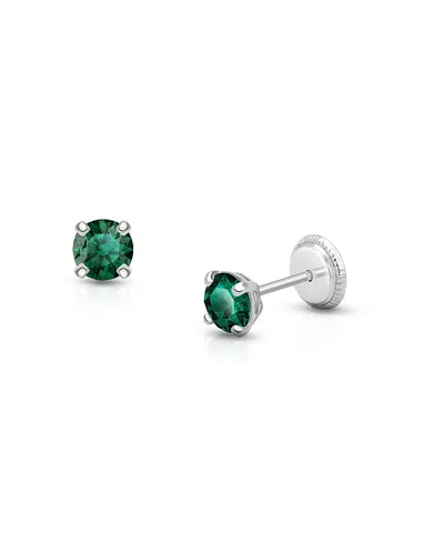 Tiny Blessings Girls' 14k Gold Crystal Birthstone Stud Earrings - Baby, Little Kid, Big Kid In Green