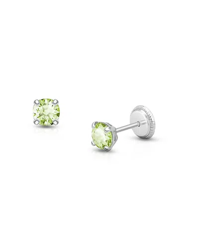 Tiny Blessings Girls' 14k Gold Crystal Birthstone Stud Earrings - Baby, Little Kid, Big Kid In Green