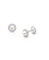 Tiny Blessings Girls' 14k Gold Cultured Pearl Halo Studs Screw Back Earrings - Baby, Little Kid, Big Kid In K White Gold