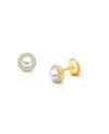 Tiny Blessings Girls' 14k Gold Cultured Pearl Halo Studs Screw Back Earrings - Baby, Little Kid, Big Kid In K Yellow Gold