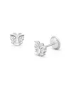 Tiny Blessings Girls' 14k Gold Curly Butterfly Studs Screw Back Earrings - Baby, Little Kid, Big Kid In K White Gold