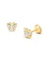 Tiny Blessings Girls' 14k Gold Curly Butterfly Studs Screw Back Earrings - Baby, Little Kid, Big Kid In K Yellow Gold